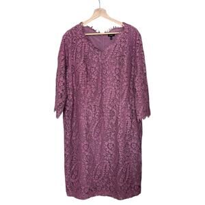 Talbots Womens Purple Lace Dress Formal Mother of the Bride 20W Petite NEW